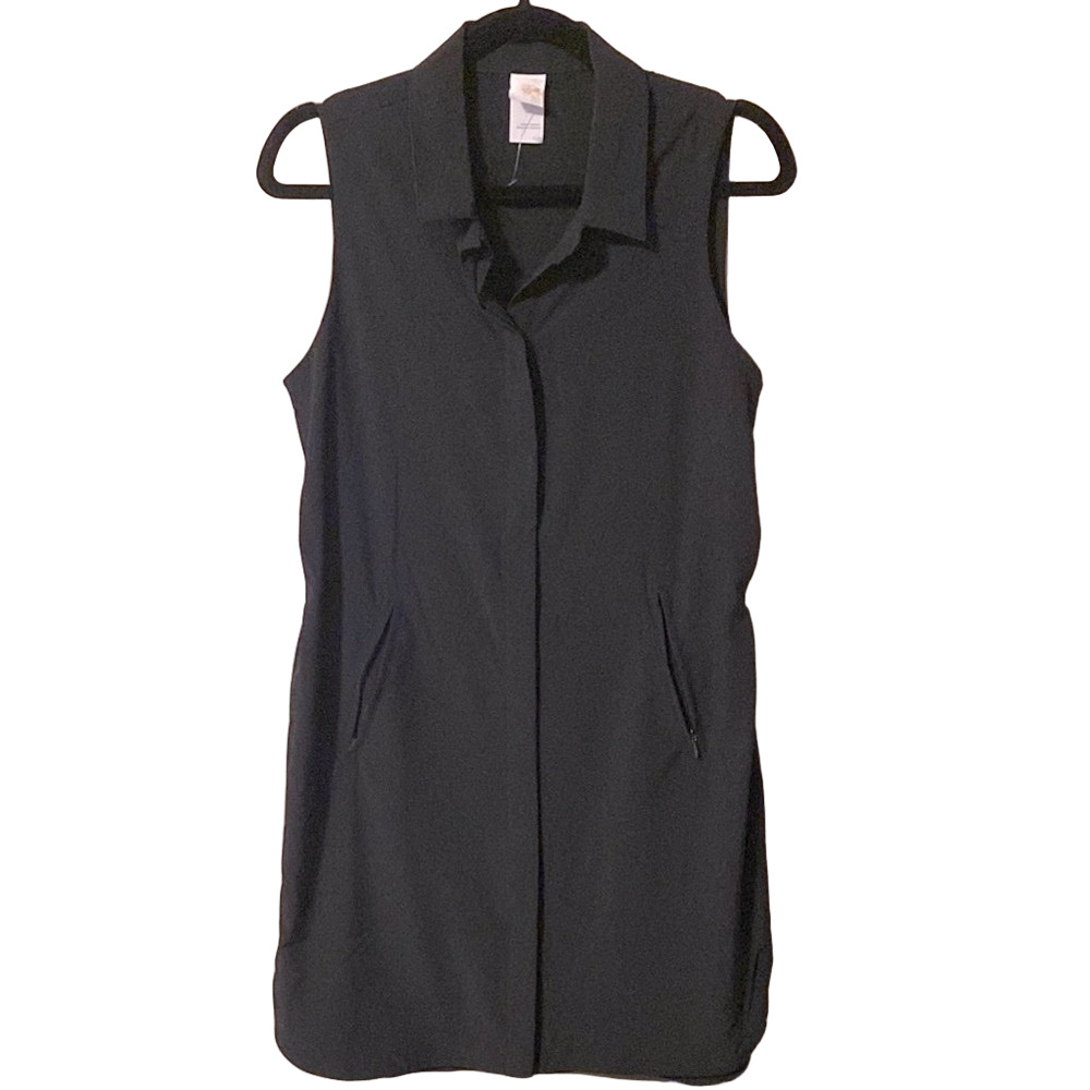 NWT LOLE| Sleeveless Collared Sporty Black Dress